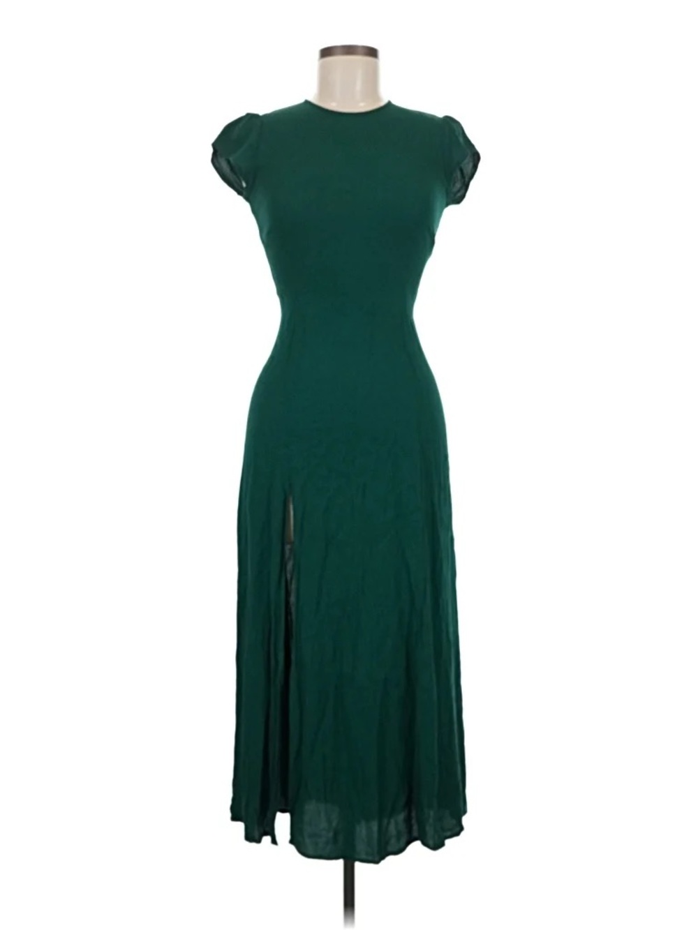 Reformation Gavin Emerald Green Cap-Sleeve Dress